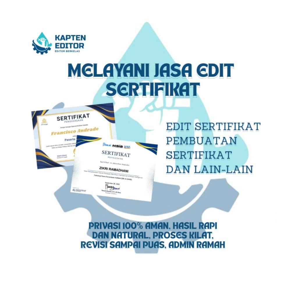 Jasa Desain Sertifikat Custom | Piagam Penghargaan & Webinar | Desain Template Rapi (Bukan Cetak)