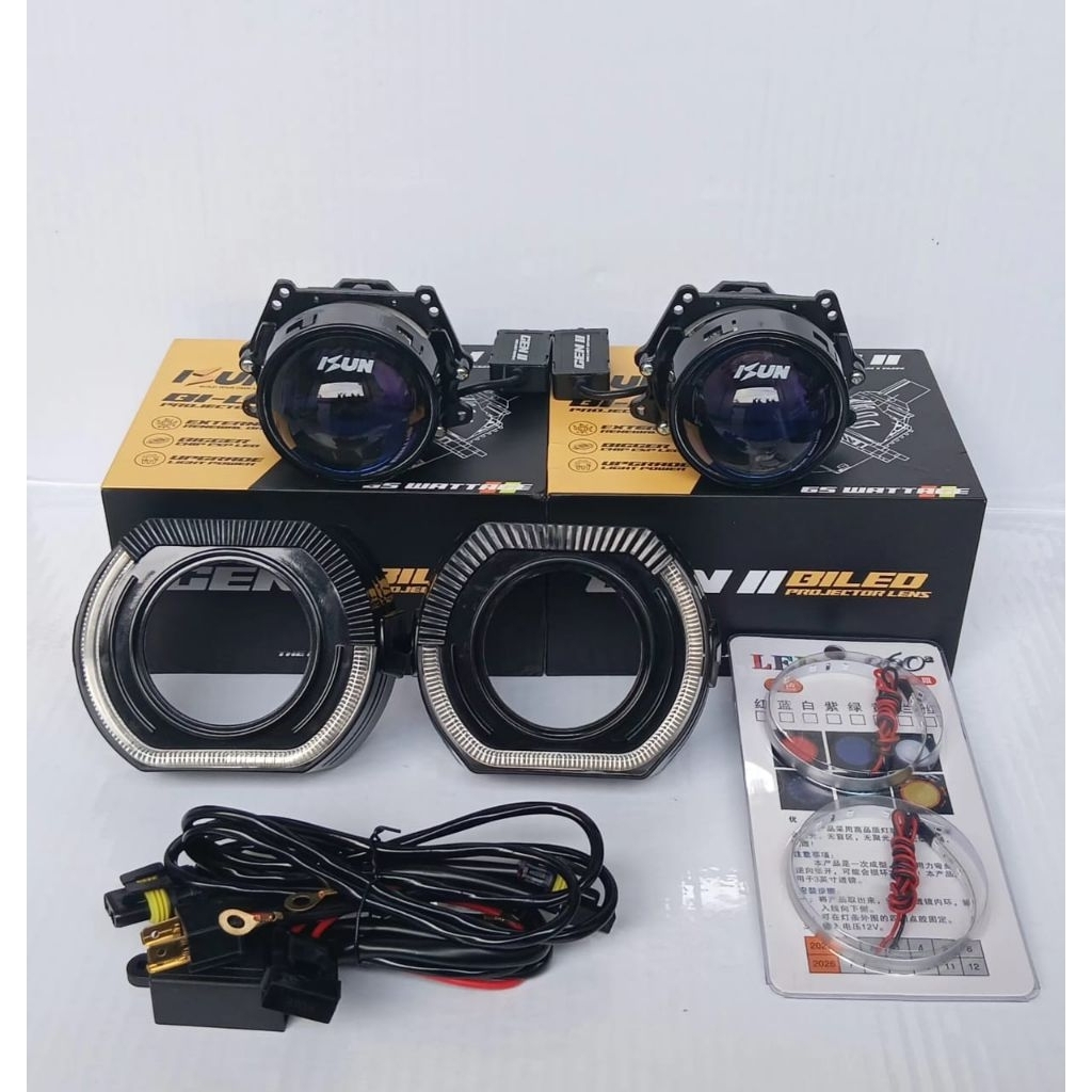 SEPASANG PAKET KOMPLIT PROJECTOR BILED ISUN GEN 2