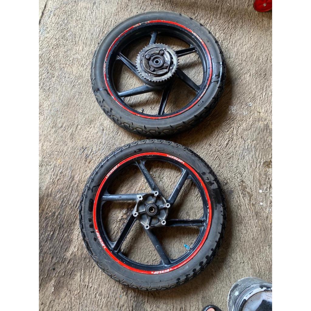 velg original megapro primus cw depan belakang kondisi mulus ban tebal rumah klaher masih aman