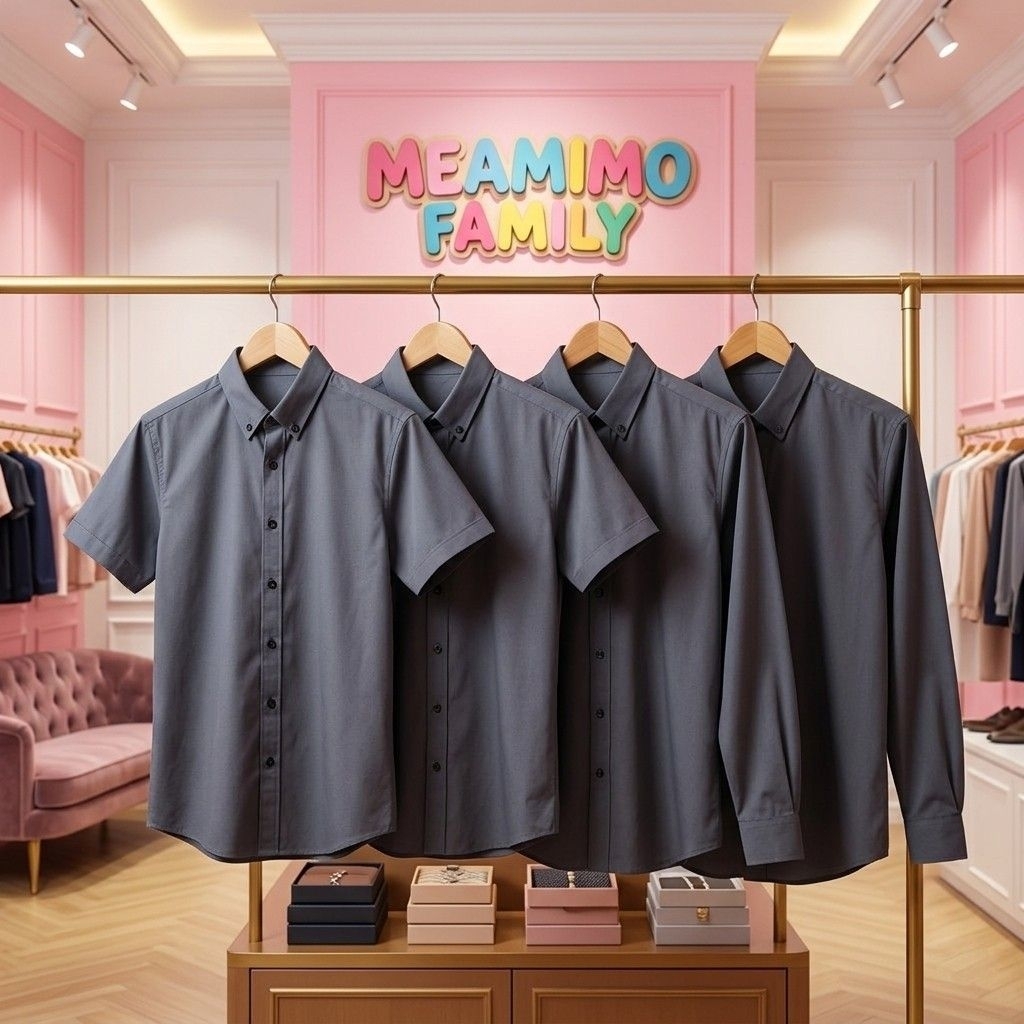 Meamimo - Kemeja Jumbo Pria Warna Abu Tua