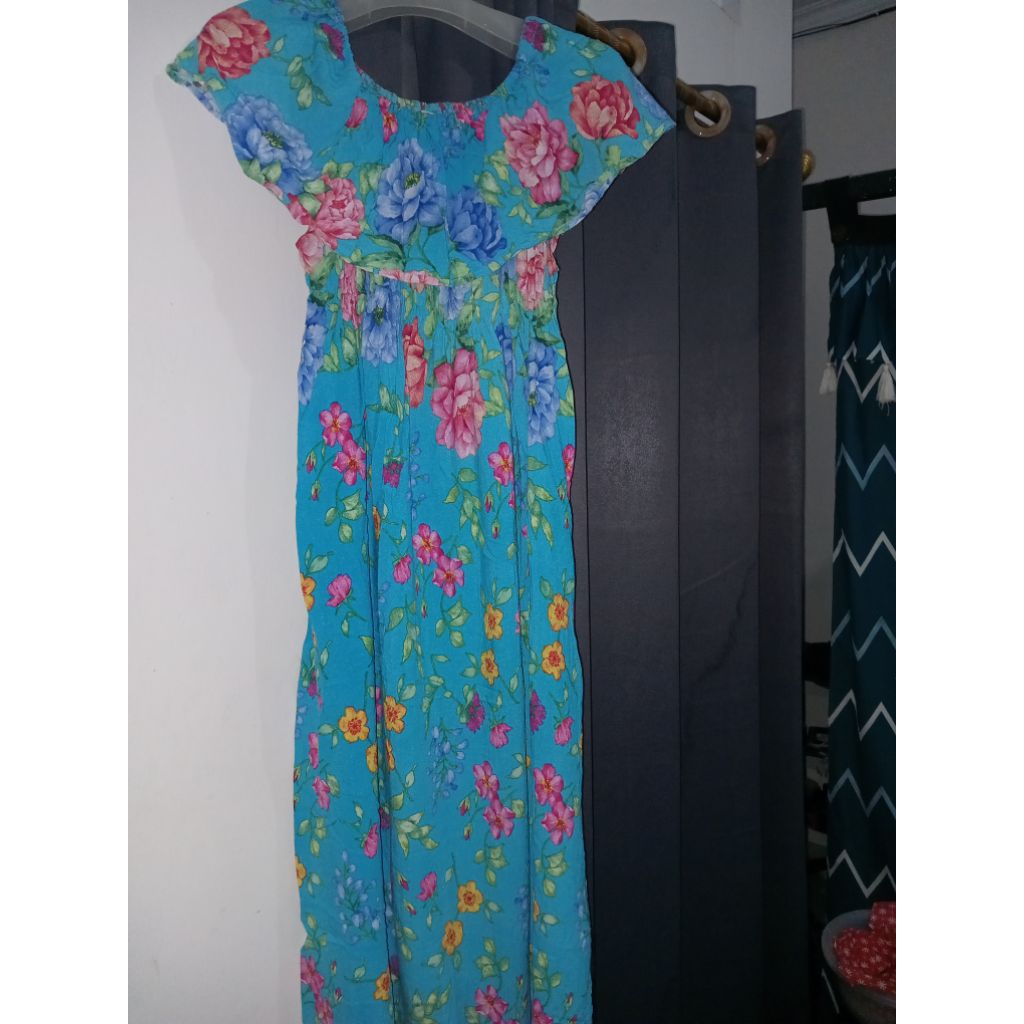 daster model sabrina motif bunga