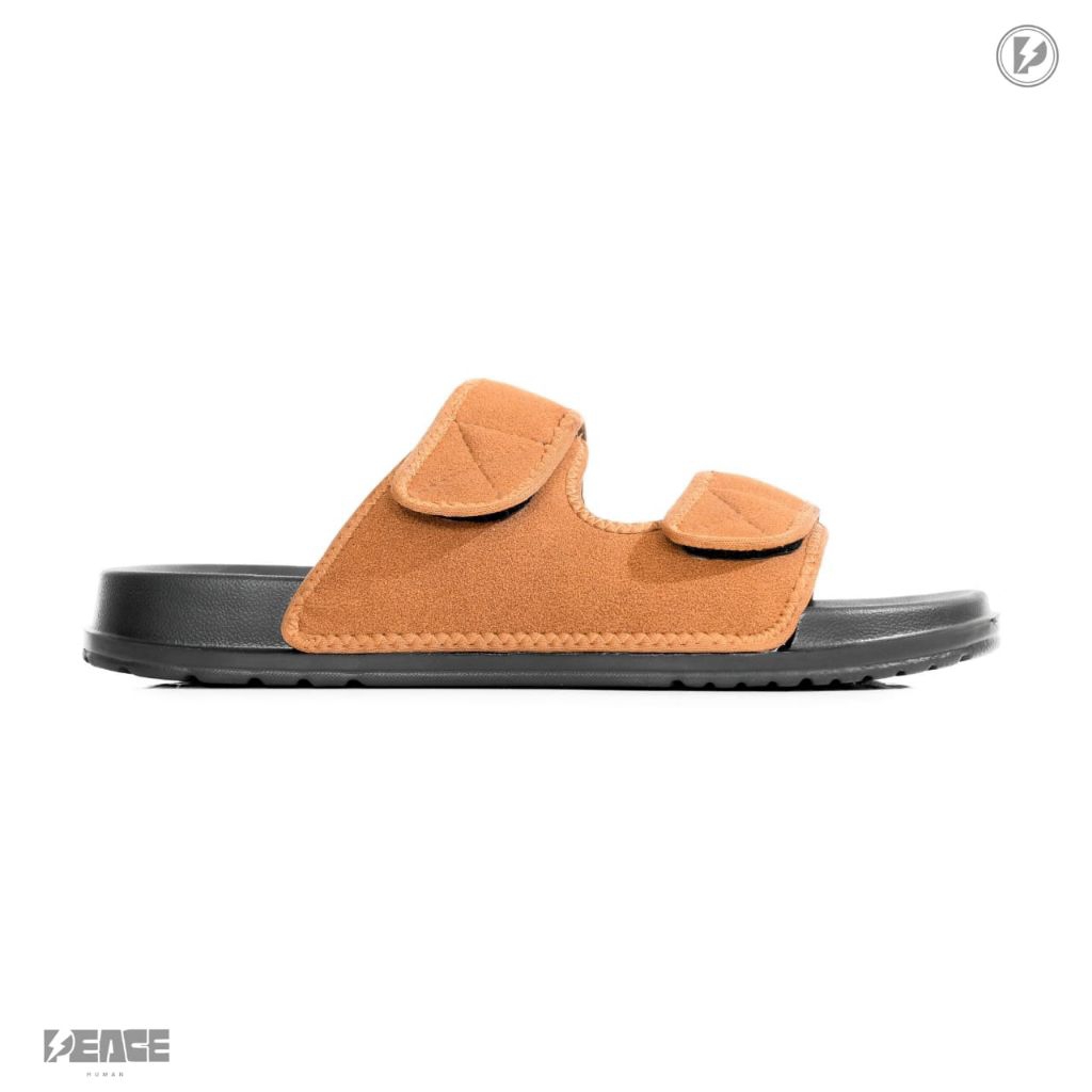 TANBE - sandal slop pria wanita Strep 1 Camel - microfiber suede casual santai harian nongkrong
