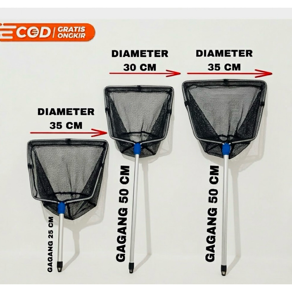 Serokan Ikan Besar Jaring Lamit Halus Seser Aquarium Kolam Tambak Ukuran 35x25 30x50 35x50