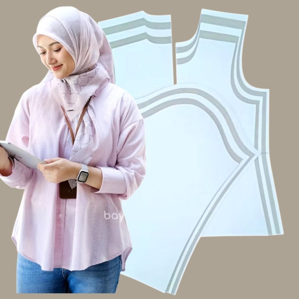 Pola Kemeja Wanita | Pola Jiplak | Kemeja | Pola Baju Lengkap | Kertas Samson 150gr | Semua Ukuran