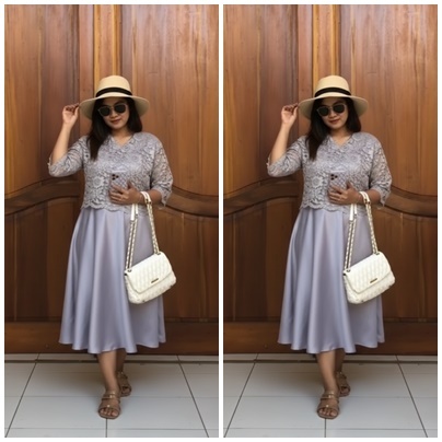 Arcofashion/Dress Sandria/Kombinasi/Satin/Brokat