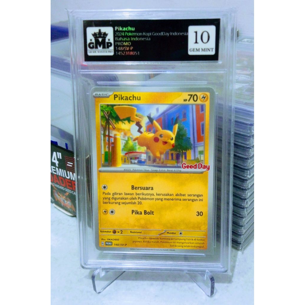 Pikachu 2024 Pokemon Promo Stamped Kopi GoodDay Indonesia Grade Master Pro 10