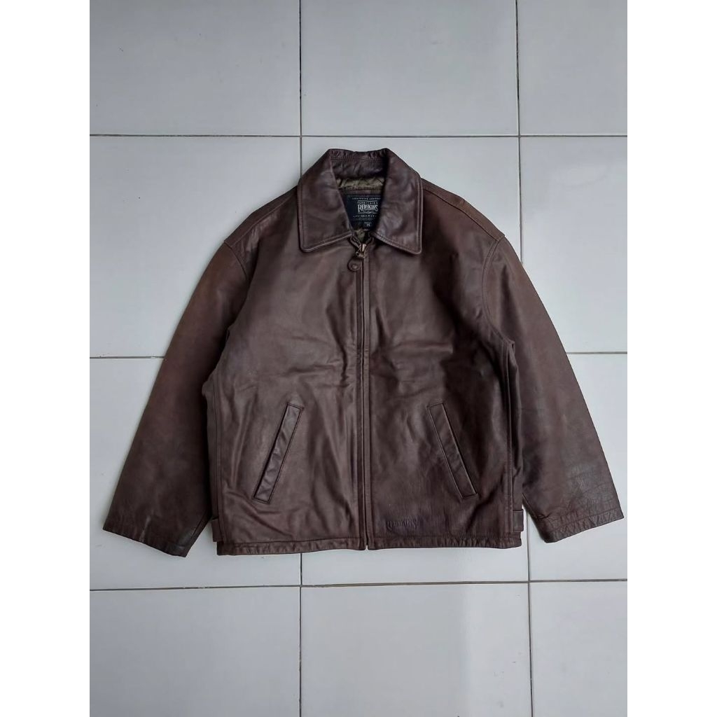 Redskins Jaket Kulit Vintage Casual Y2K Classic Retro Leather Jacket Detroit Boxy Fit