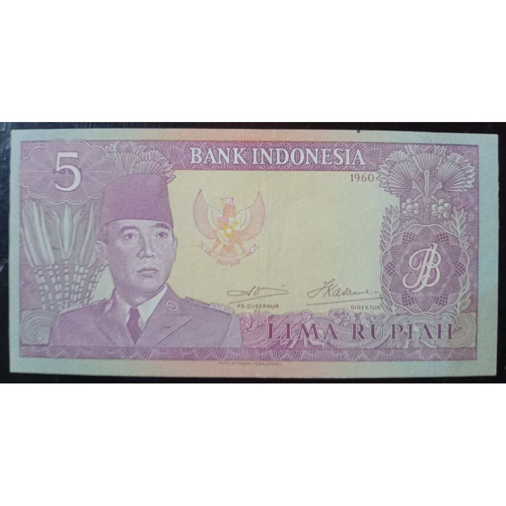 UANGKUNO 5 RUPIAH SUKARNO THN  1960