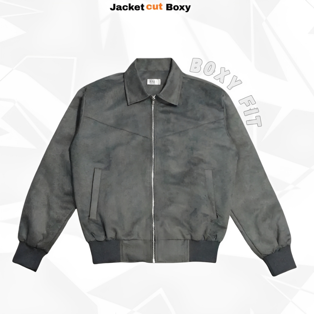 Jacket Boxy Pria Suede Vintage Work Jacket Boxy Fit