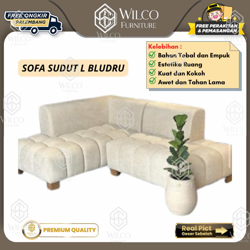 Sofa Tamu L Bludru | Sofa Kursi Ruang Tamu L Minimalis