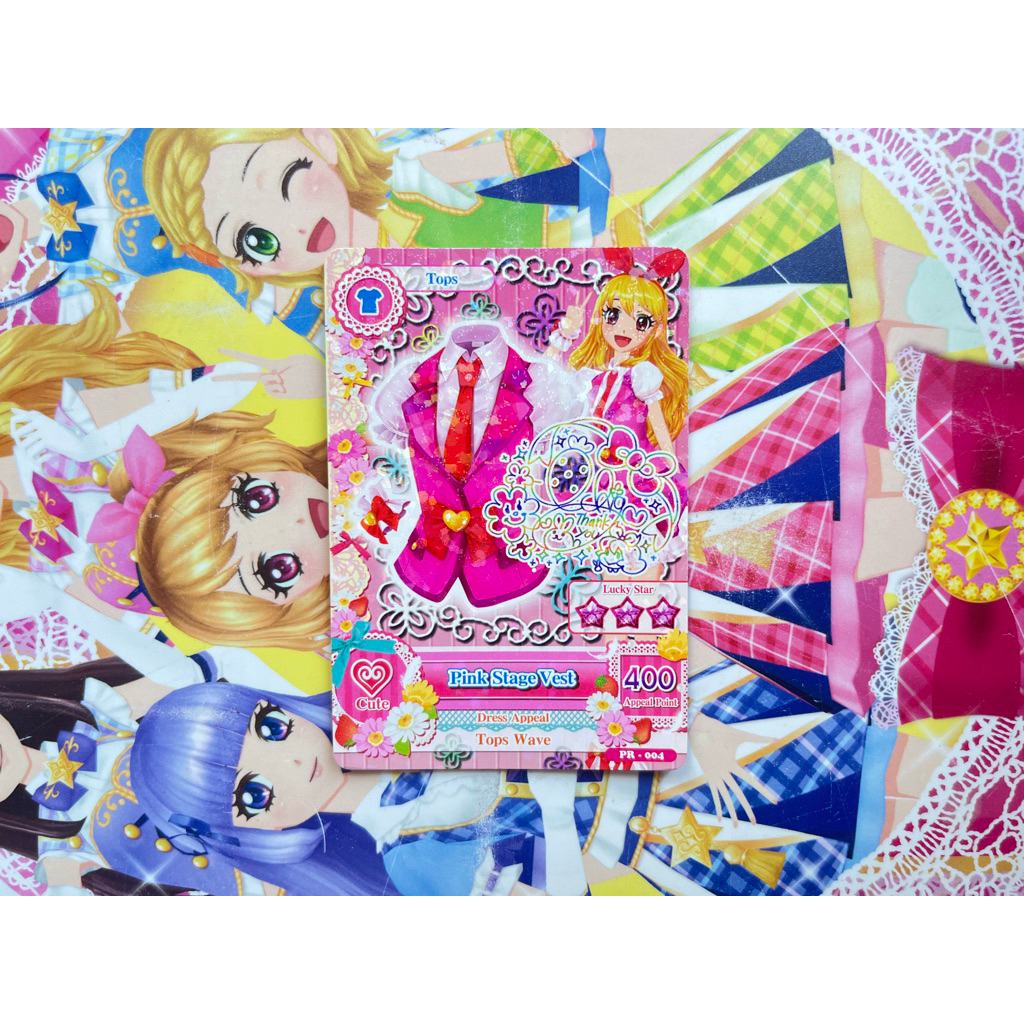 Kartu Aikatsu Ichigo Hoshimiya Pink Stage Vest Signed Version Promotion  Indonesia Angely Sugar Tops