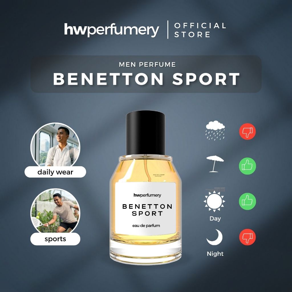 Parfum Pria Tahan Lama Aroma Maskulin Segar by H&W Perfumery | Benetton Sport Man