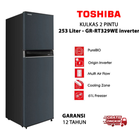 KULKAS TOSHIBA 329 ORIGIN INVERTER - TOSHIBA Kulkas 2 Pintu GR-RT329WE-PMF Kapasitas 253 L - Inverte