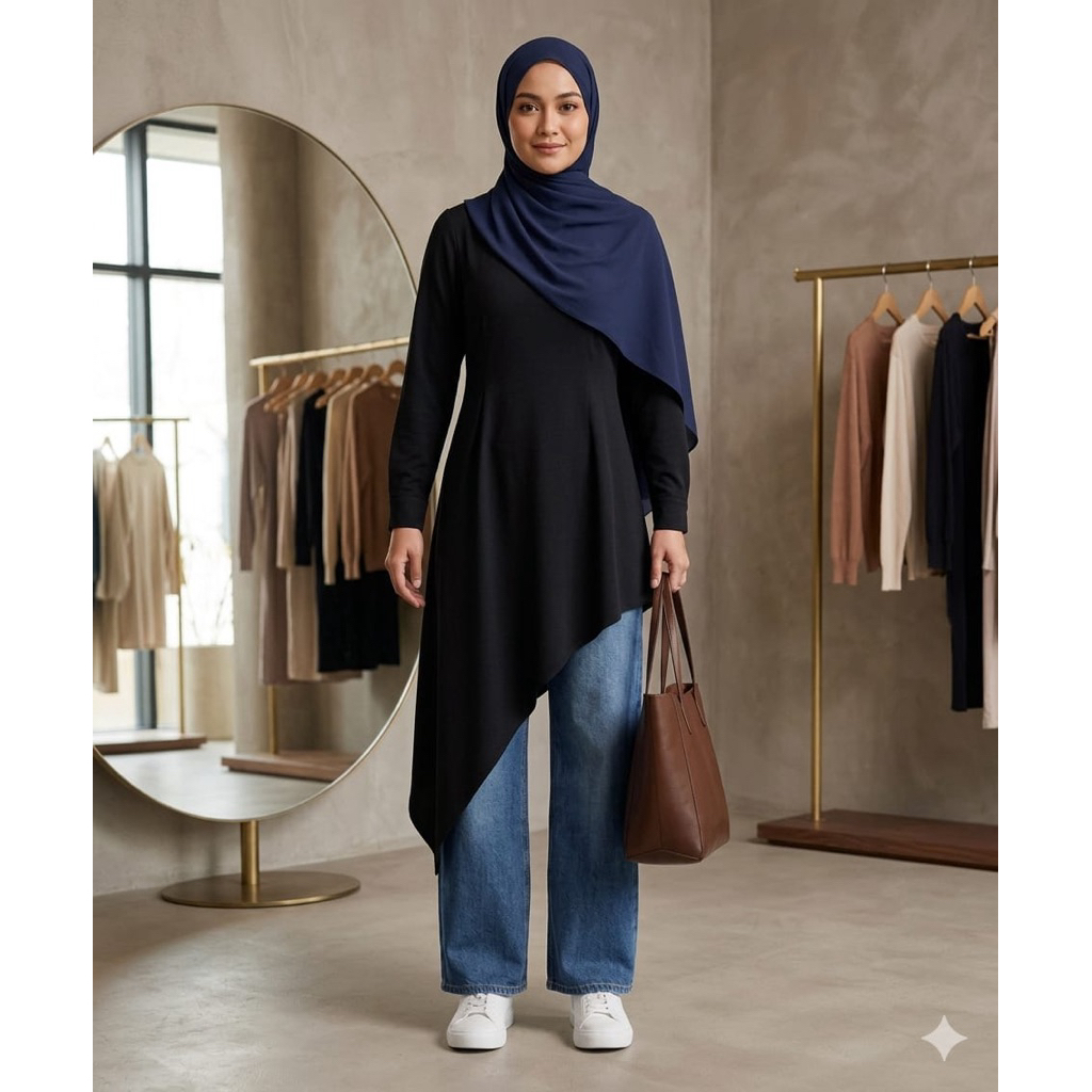 Atasan Wanita Korean Style/Tunik Asimetris/Outfit Kekinian/Outfit Wanita