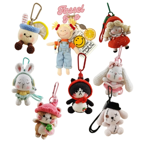 Tassel Pop Crochet Bag Charm Crochet Rajut Premium | Boneka Rajut Lucu Handmade Soft Knit | Gantunga
