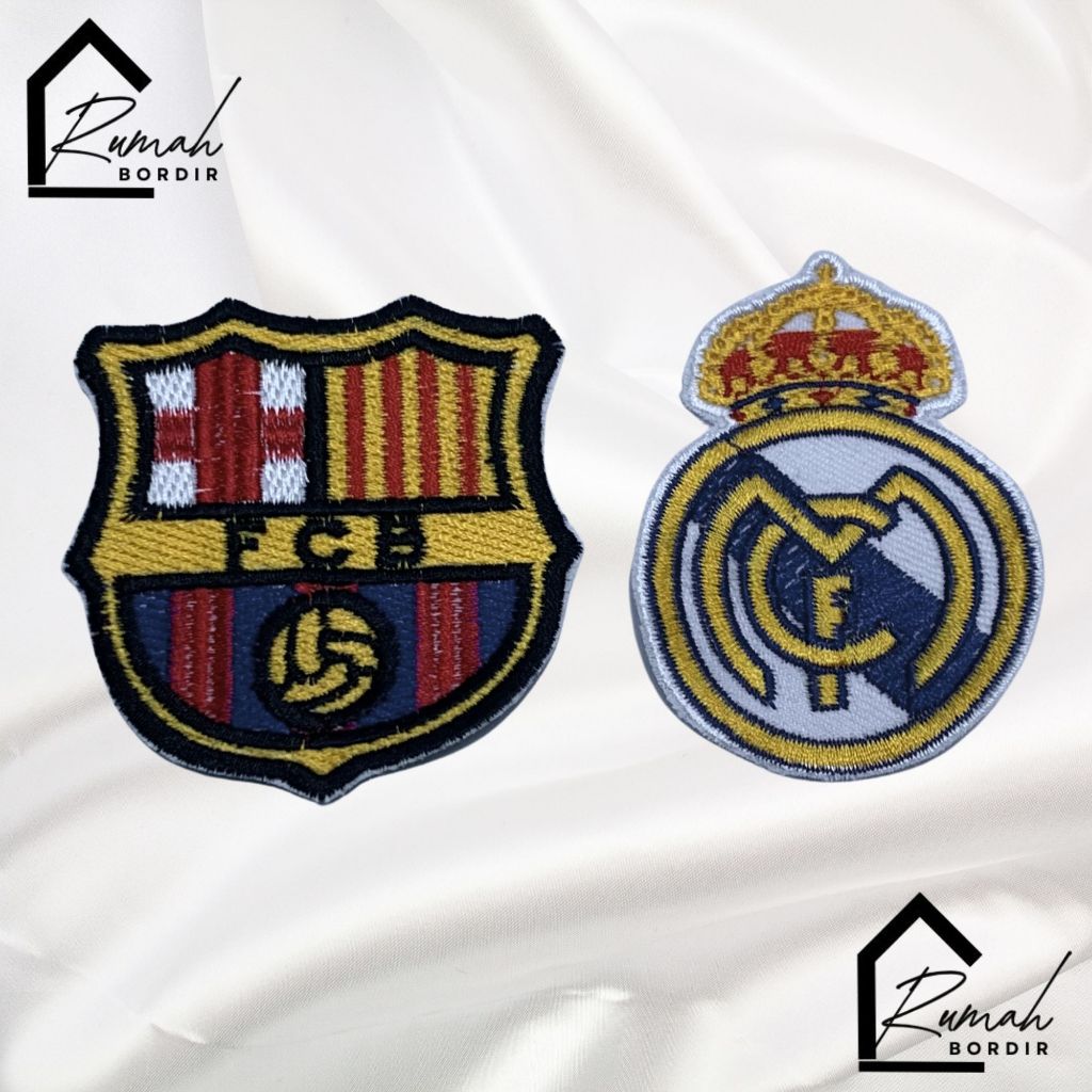 PATCH Bordir Full Logo Barcelona Real madrid Bisa Jahit dan Setrika