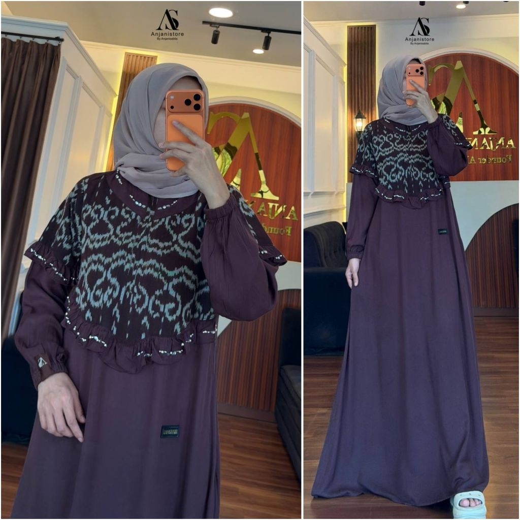 DRESS ANJANI STORE  Gamis Etnik Payet Twill Uniqlo