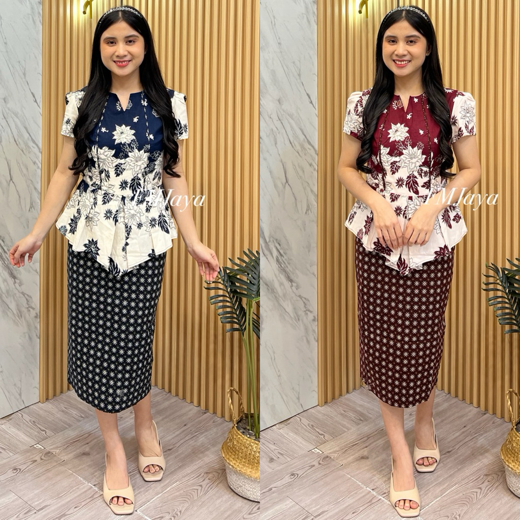 DRESS BATIK WANITA 245-3 || BATIK WANITA LENGAN PENDEK || DRESS BATIK WANITA FORMAL