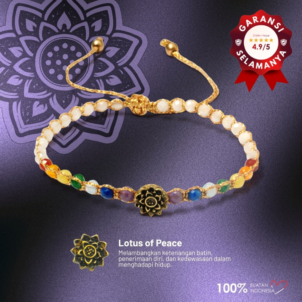 Maknavara - Lotus of Peace - 7 Chakra - RDNB Jewelry - Gelang Wanita/Pria - Batu Alam Natural - Gela