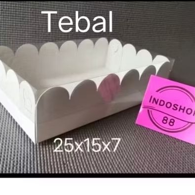 BOX MIKA PUTIH-KOTAK PUDDING 25x15x7 (ALAS TEBAL)