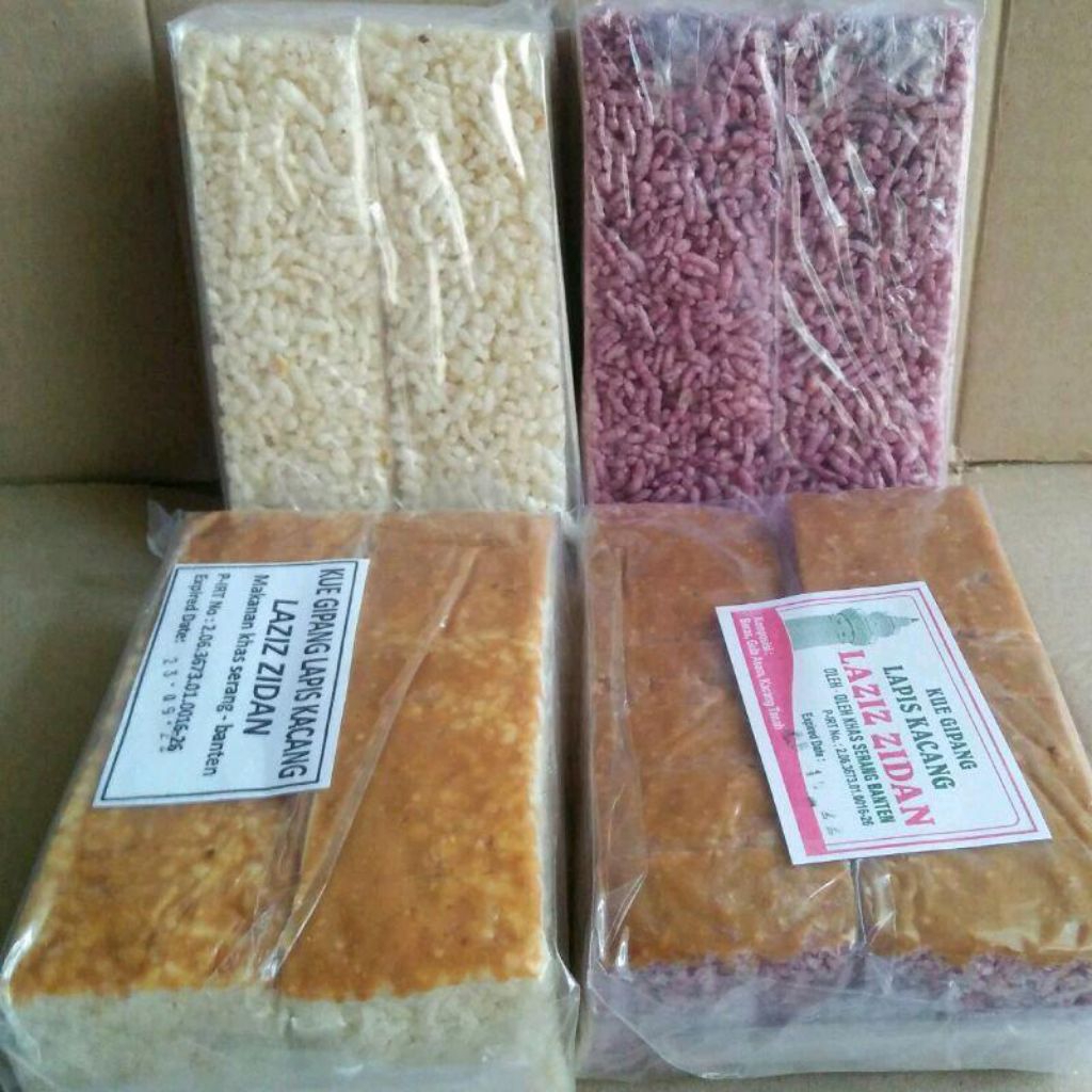 Kue Gipang Ketan Putih dan Merah Selai Kacang Khas Serang Banten, Enak, Renyah dan gurih