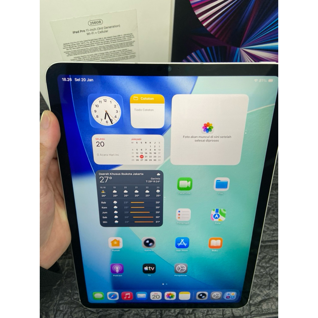 iPad Pro M1 11 -inch (3th Generation) Wifi + Cellular 256GB ex Garansi iBox Second Original