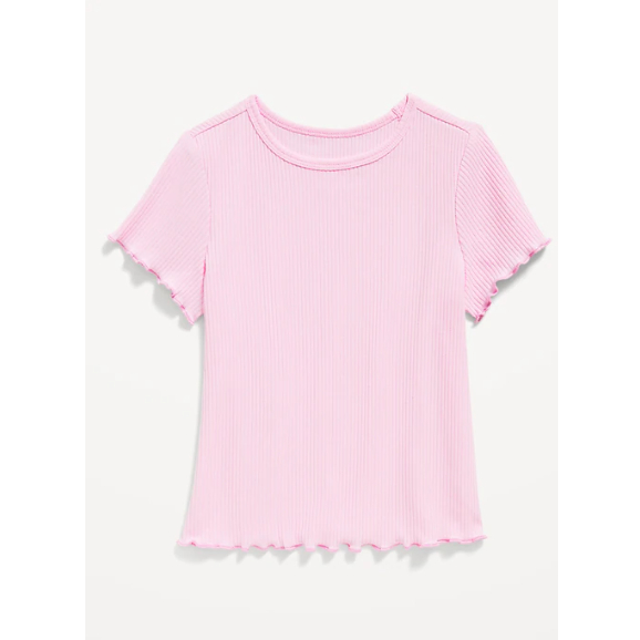 Short-Sleeve Lettuce-Edge T-Shirt for Toddler Girls