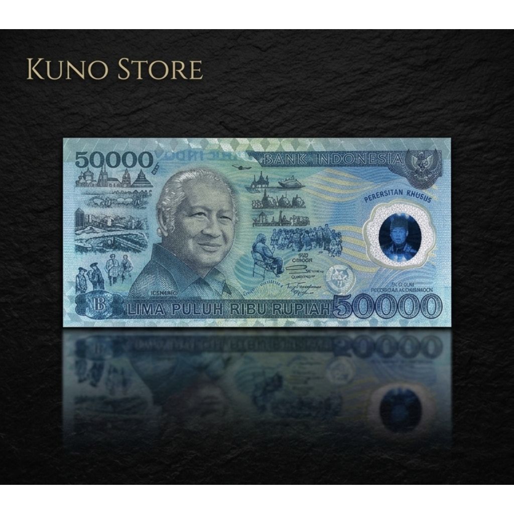 Souvenir Gold Foil 50000 Soeharto Edisi Polimer Premium