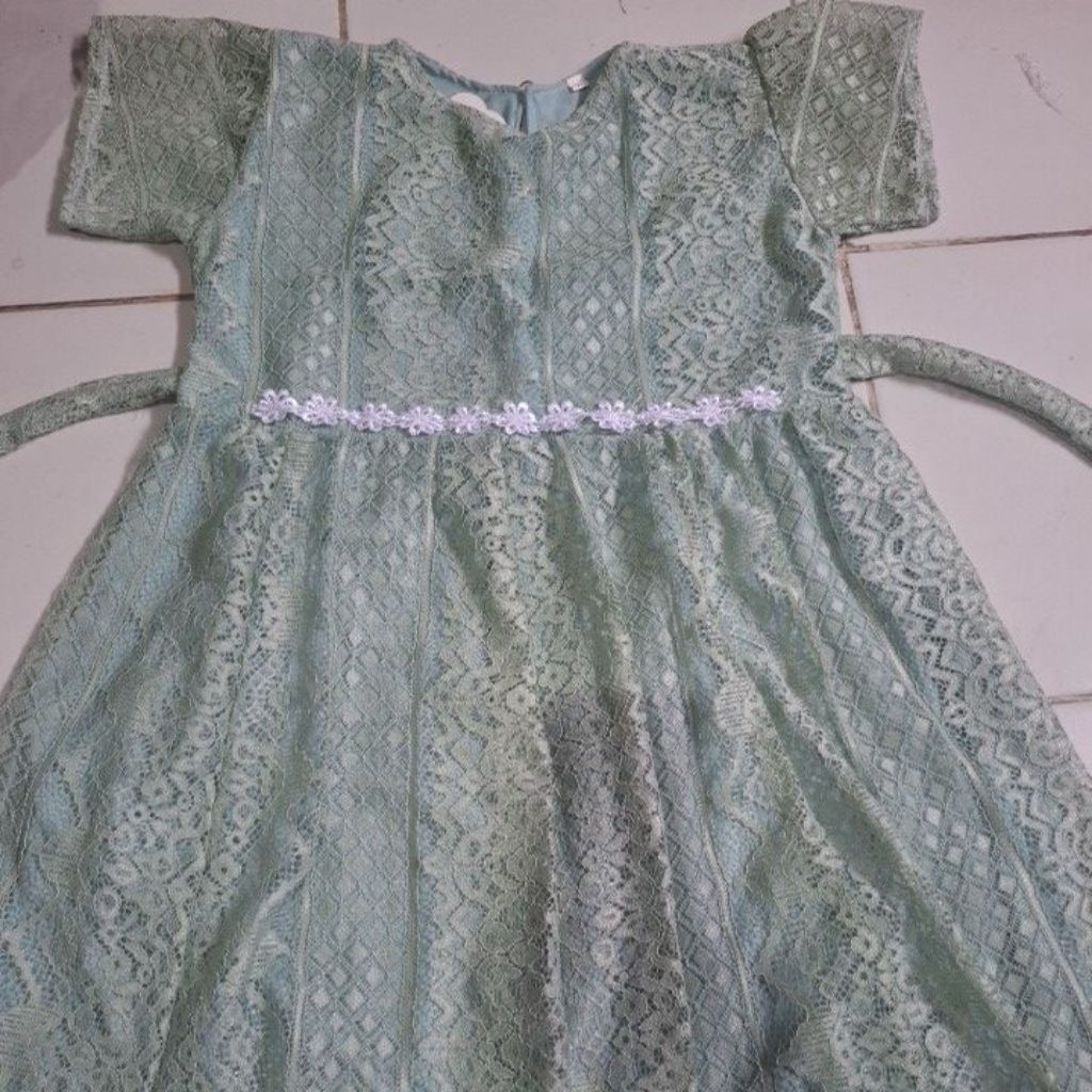dres anakrenda tangan pendek/dresrenda  full puring/dres renda tali pinggang