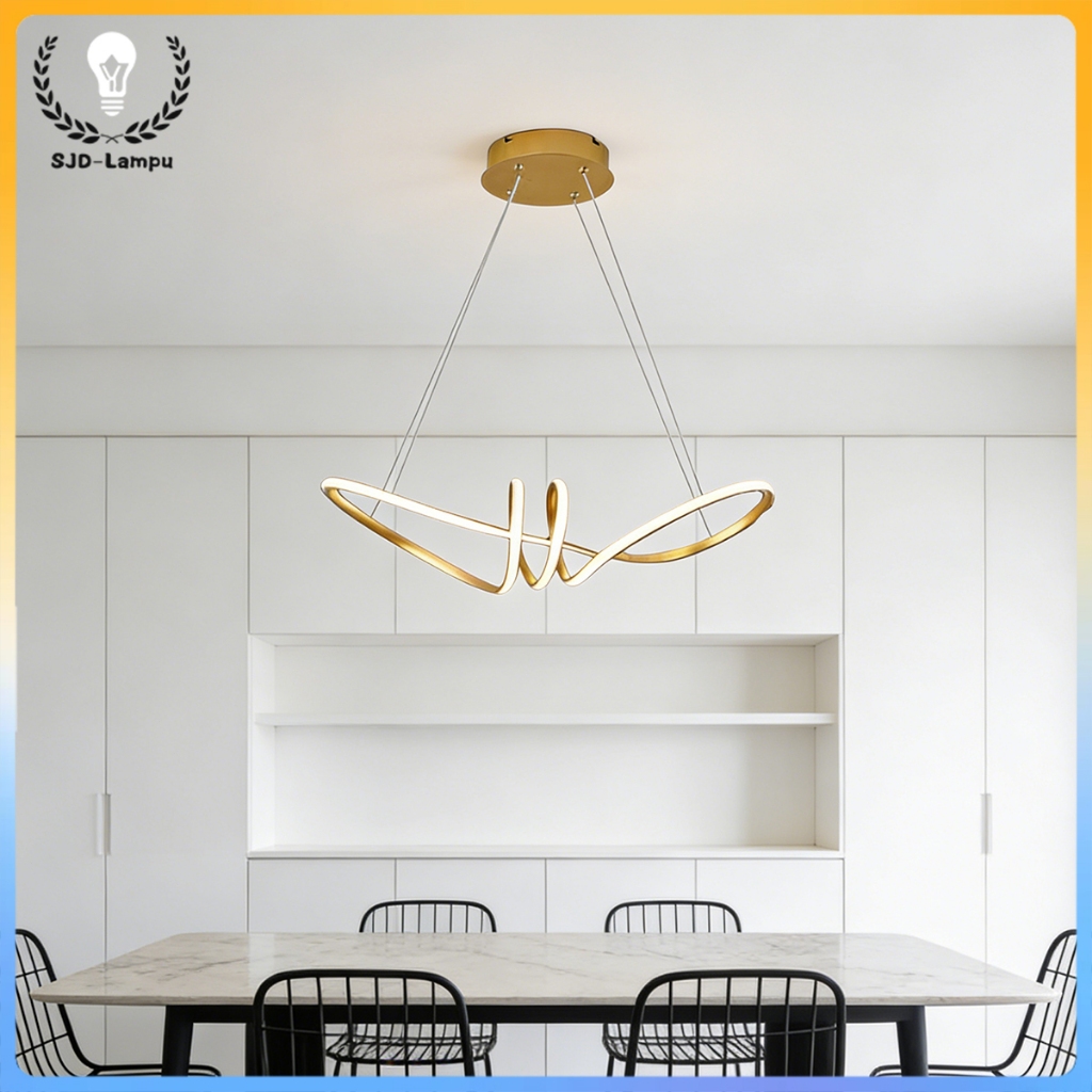 Lampu Gantung Modern Minimalis Gold  Lampu Makan Estetik Lampu Hias Ruang Tamu Lampu Meja Makan LED