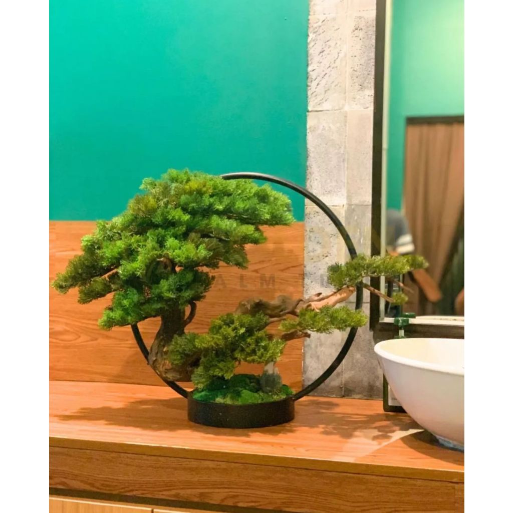 pohon bonsai palsu + pot besi