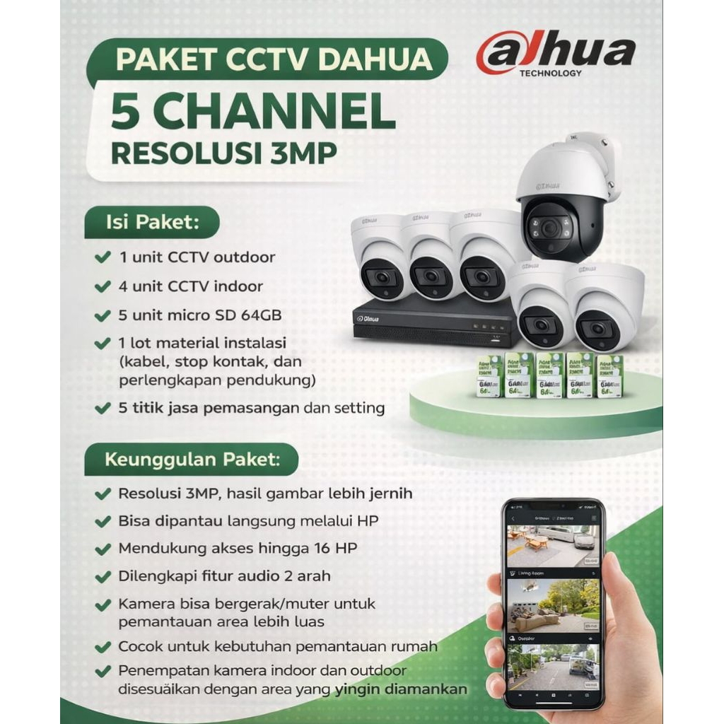 paket CCTV Dahua 5 channel