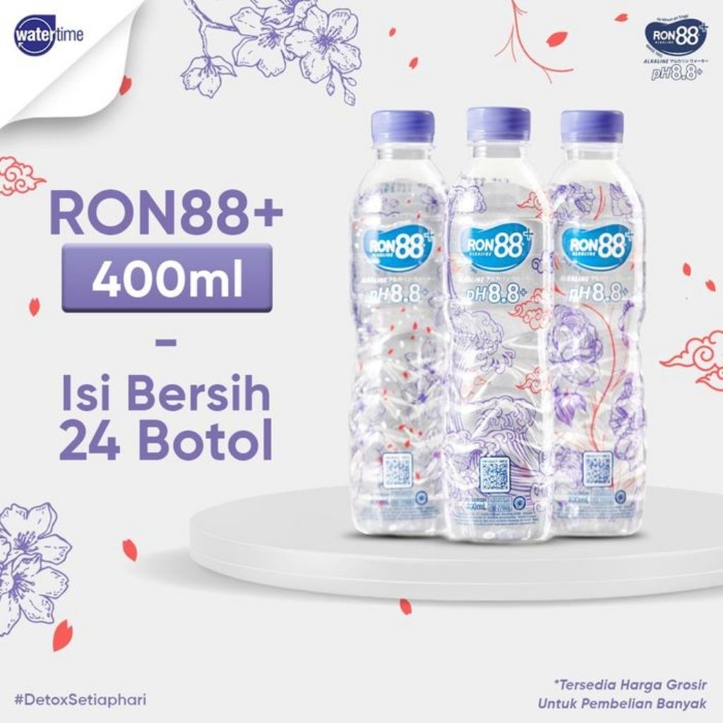 air minum ron 88+ alkali 400 ml PH 8.8+