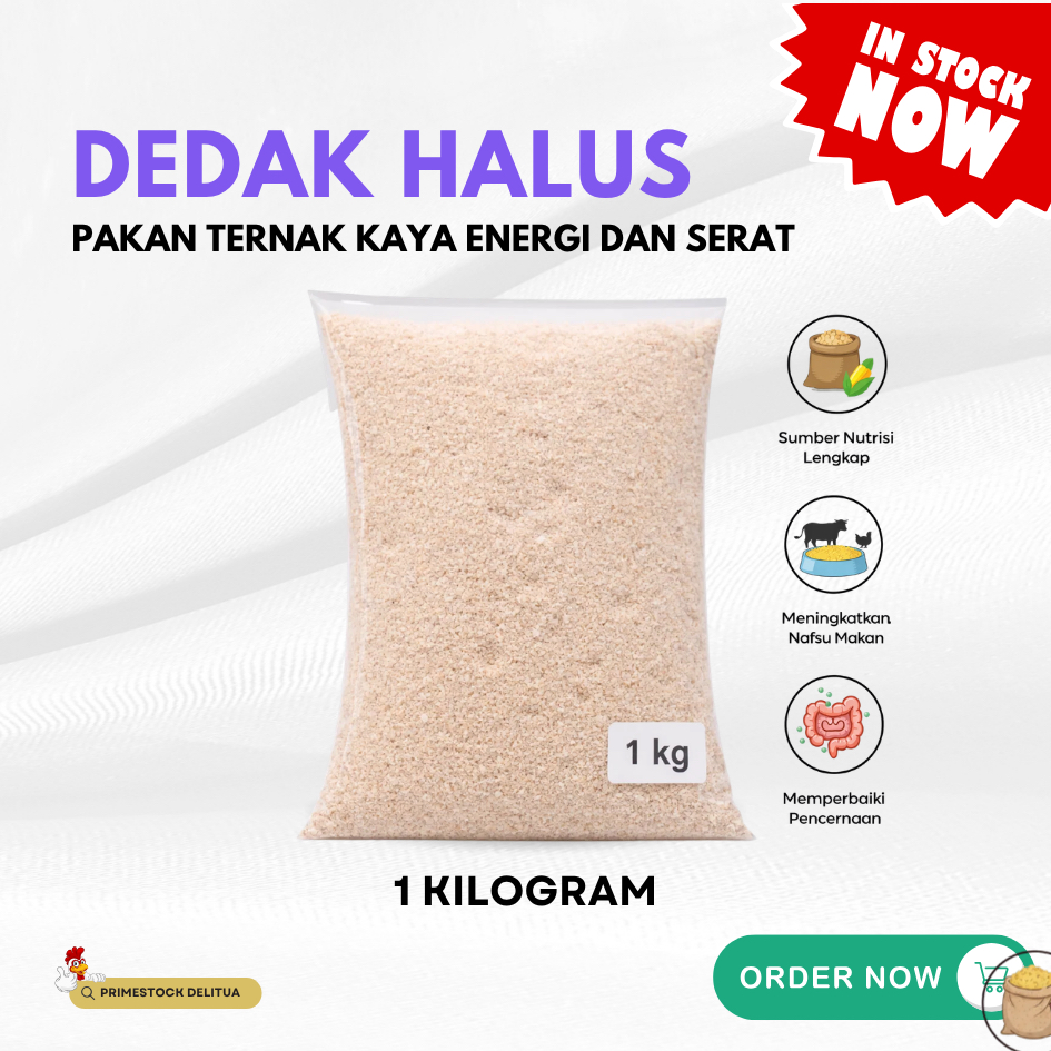 Repack 1 Kg Dedak Halus Padi: Sumber Karbohidrat dan Serat Kasar untuk Pakan Ternak
