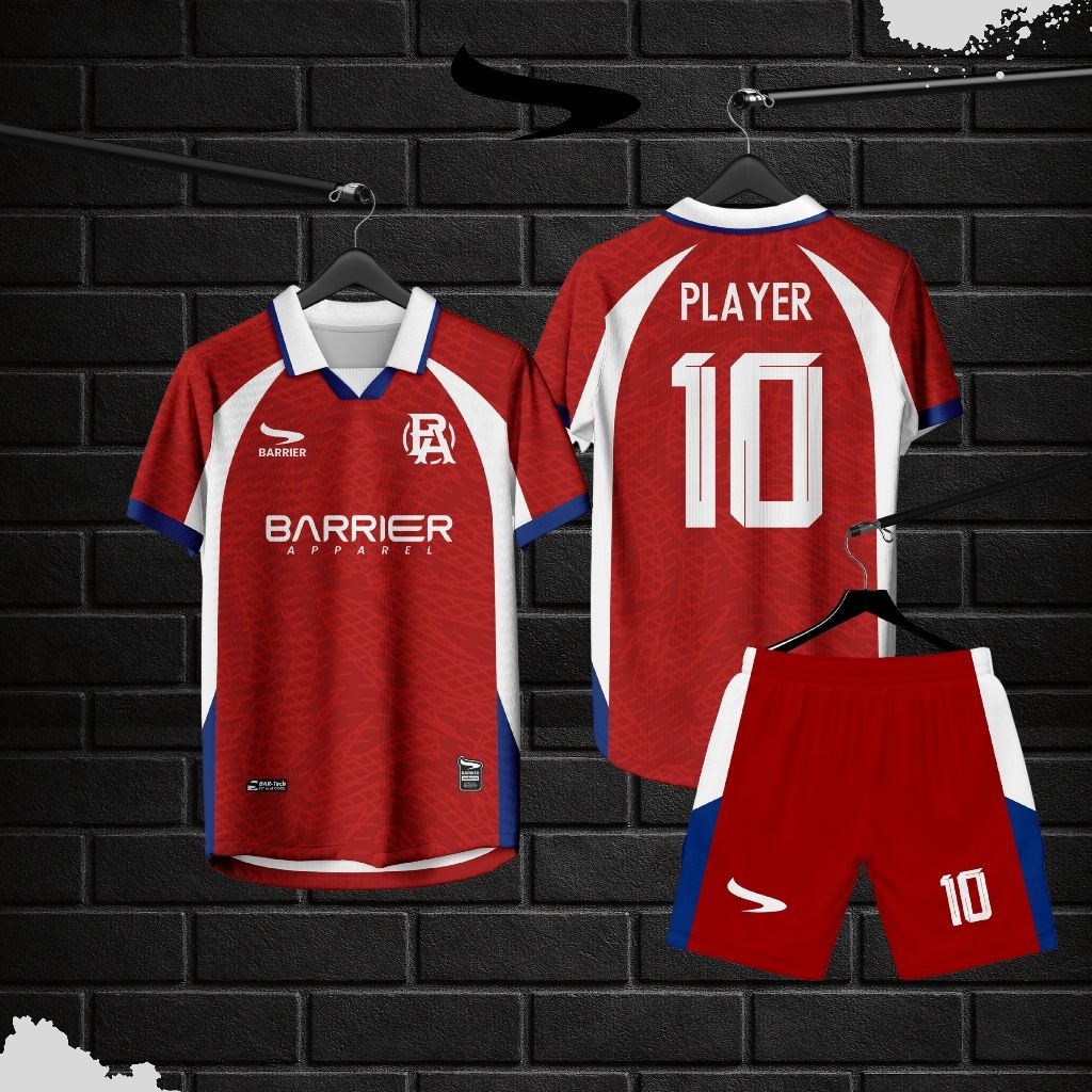 Jersey Custom Full Print Anti UV // Sepakbola // Futsal // Jersey Merah Putih