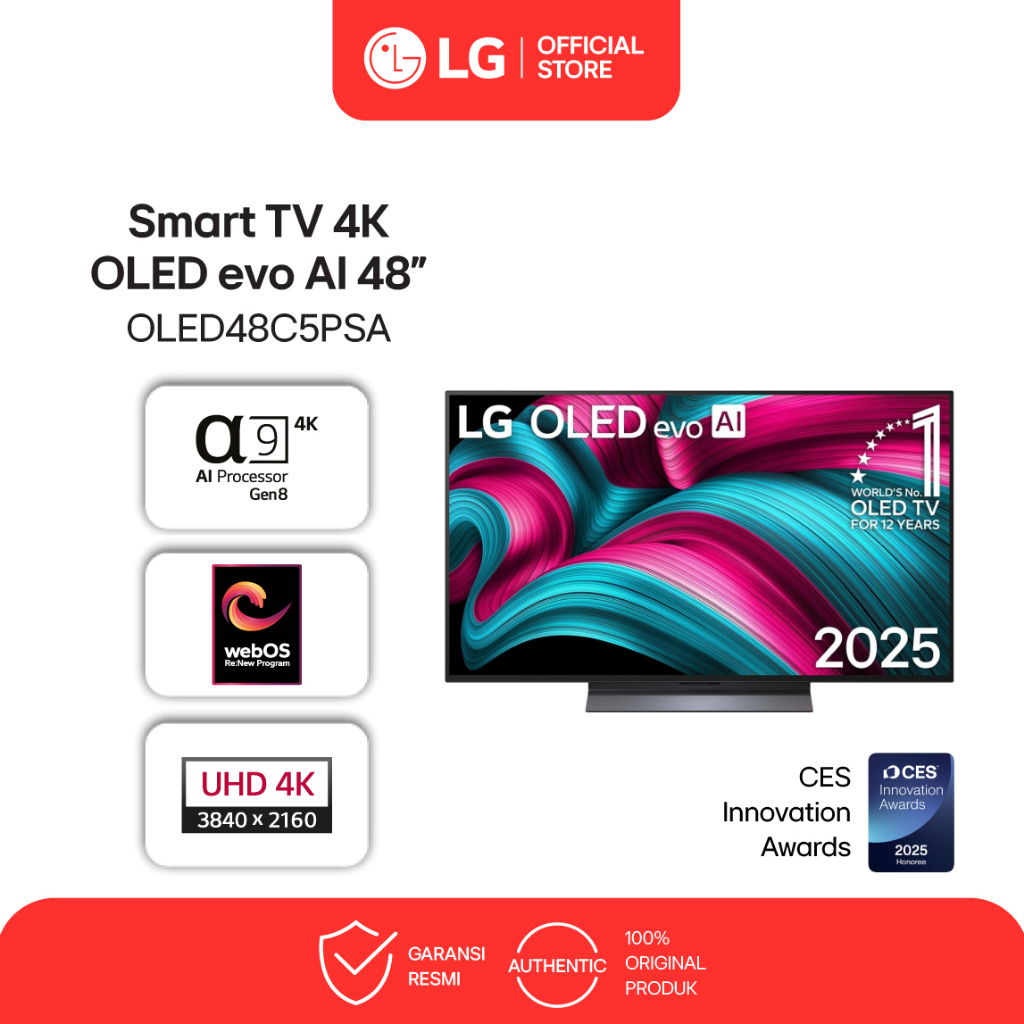 LG Smart TV 4K 48 inci OLED evo AI C5 2025 - Brightness Booster - Ultra Slim - Magic Remote - alpha 