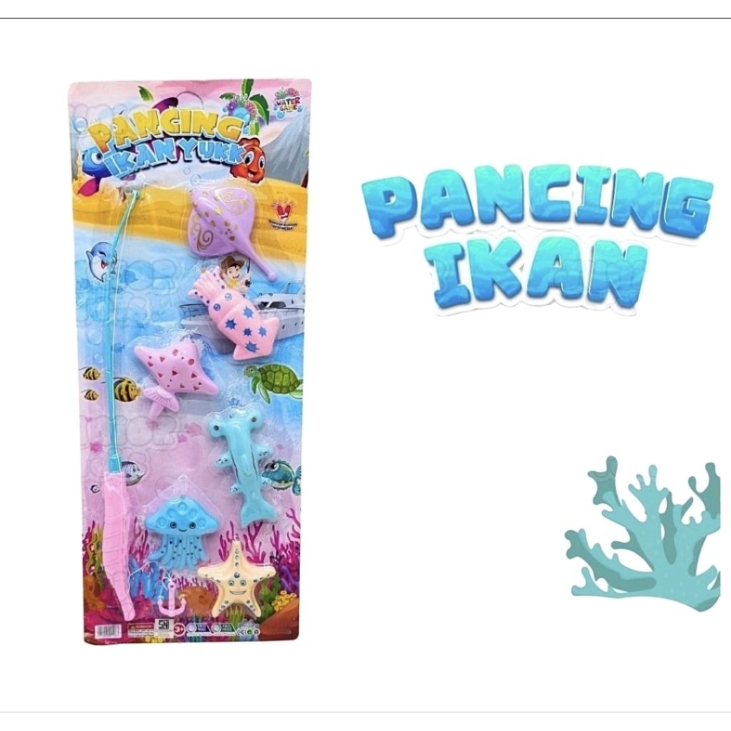 Mainan Anak Pancingan Ikan Magnet Air Baby Shark Nemo Pancing Ikan Yukk