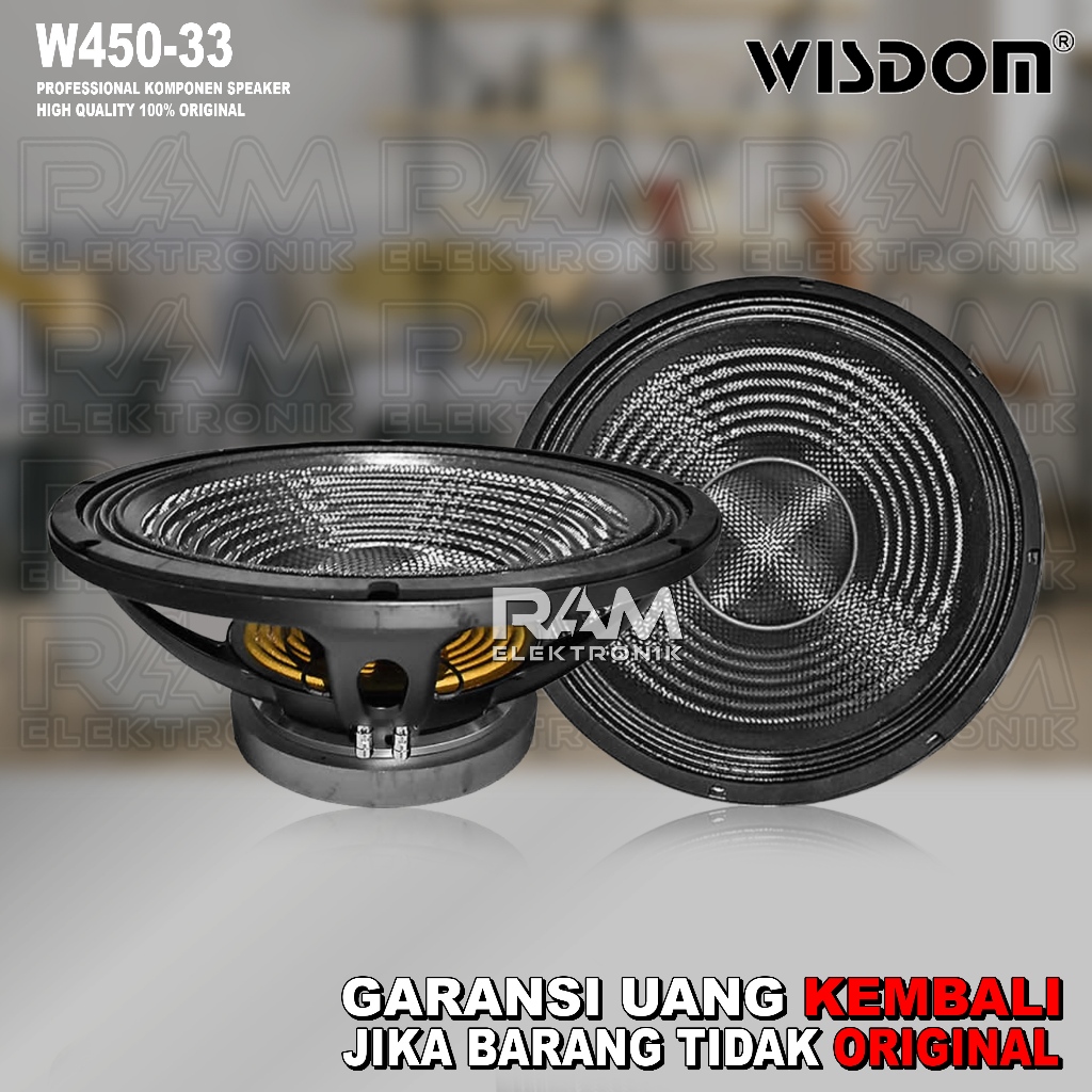 WISDOM W450-33 / W45033 Komponen Speaker 18 Inch Carbon 2000 Watt ORIGINAL