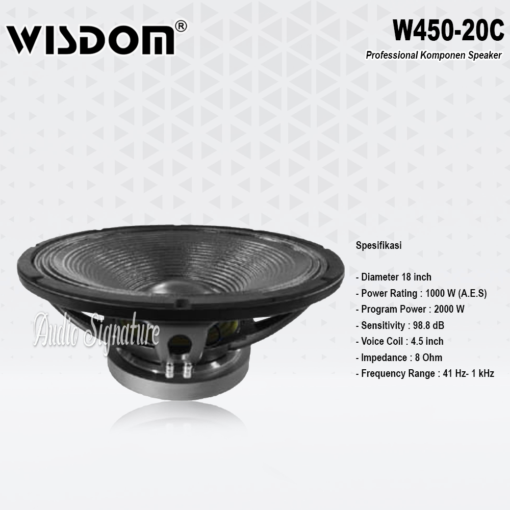 Komponen Speaker 18 Inch WISDOM W45020C | W450 20C Coil 4.5 Inch Original