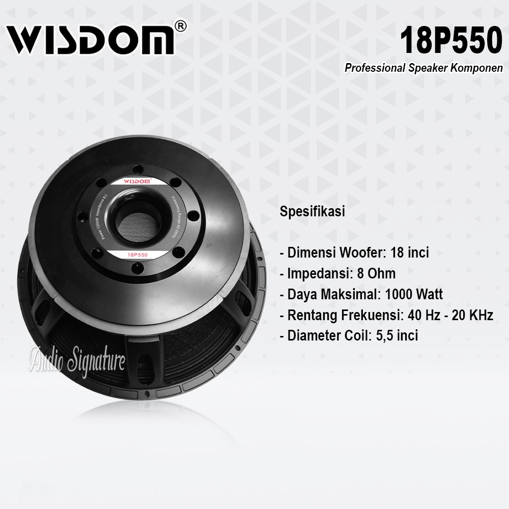 Komponen Speaker 18 Inch WISDOM 18P550 | 18 P550 | 18 P 550 Original