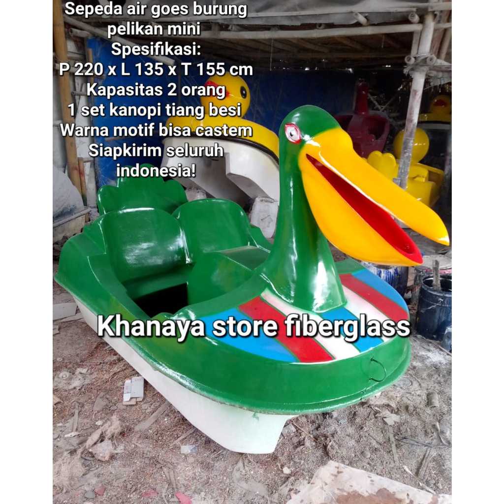 Sepeda air burung pelikan mini hijau kpsitas 2 orang dewasa/bebek bebekkan termurah