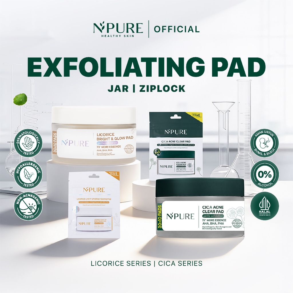 NPURE Clear Pad All Variant - Cica Acne Pads & Licorice Light Up Brightening Pads