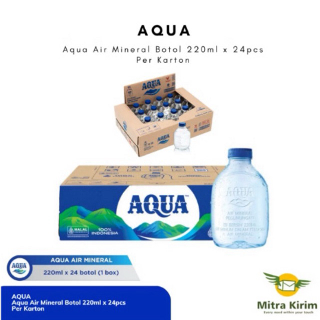 Air Mineral AQUA Botol Mini 220ml 24 Botol
