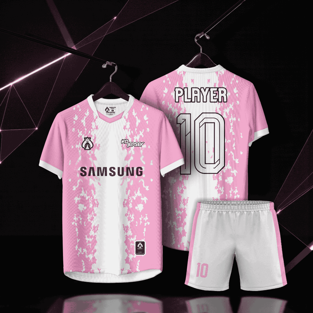KQ Jersey Futsal Custom Nama Nomor dan Logo Warna Pink/ Jersy Bola Cowok/ Baju Futsal Pria 1 Set/ Ba