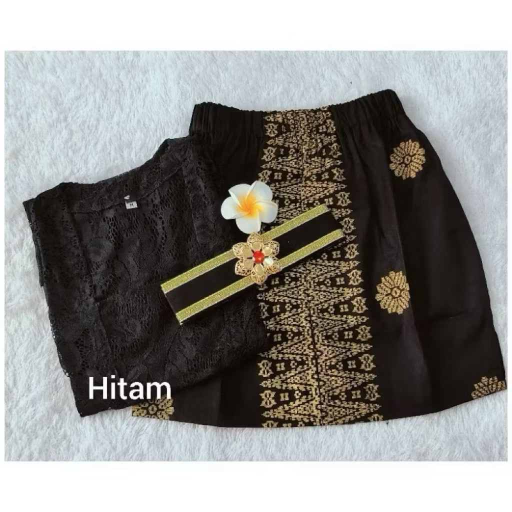 setelan kebaya pendek hitam rok mini