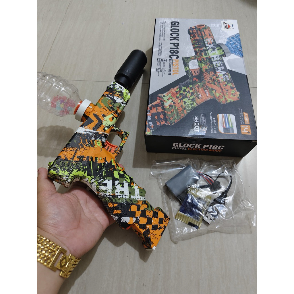 Water Gun Elektrik tembak jelly P18C dengan Lampu 7 warna