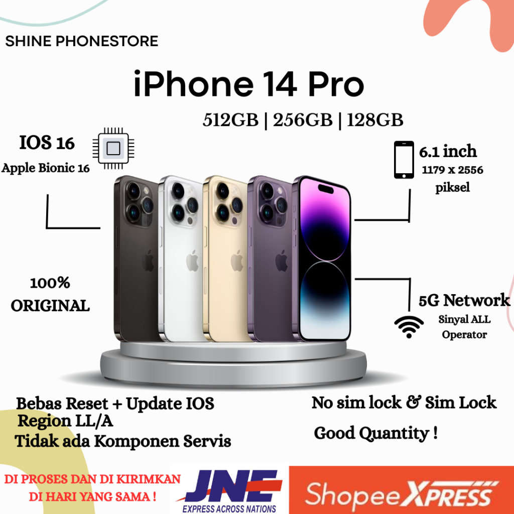 IP 14 PRO 128GB 256GB 512GB Second Inter Original 100%