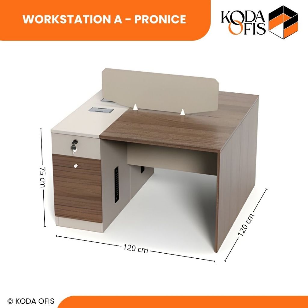 KODA Meja Kerja Wokrstation Dengan Laci Dan Cable Management | Pronice Series