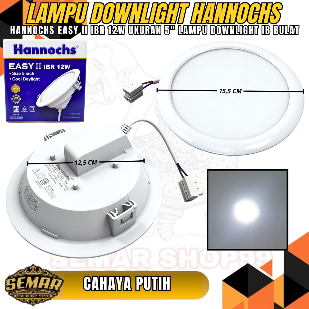 HANNOCHS EASY II 12W 12 WATT  /  LAMPU DOWNLIGHT CAHAYA PUTIH LED HANNOCHS EASY II 12W 12 WATT BULAT