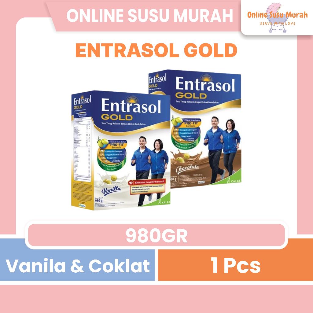 ENTRASOL GOLD VANILLA COKLAT 980GR VANILA KEMASAN LAMA 1000GR 1KG SUSU DEWASA SSKD
